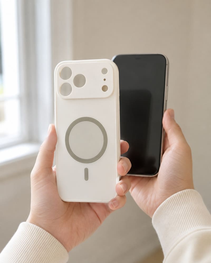 Druhý telefon přiložený k zadní straně krytu